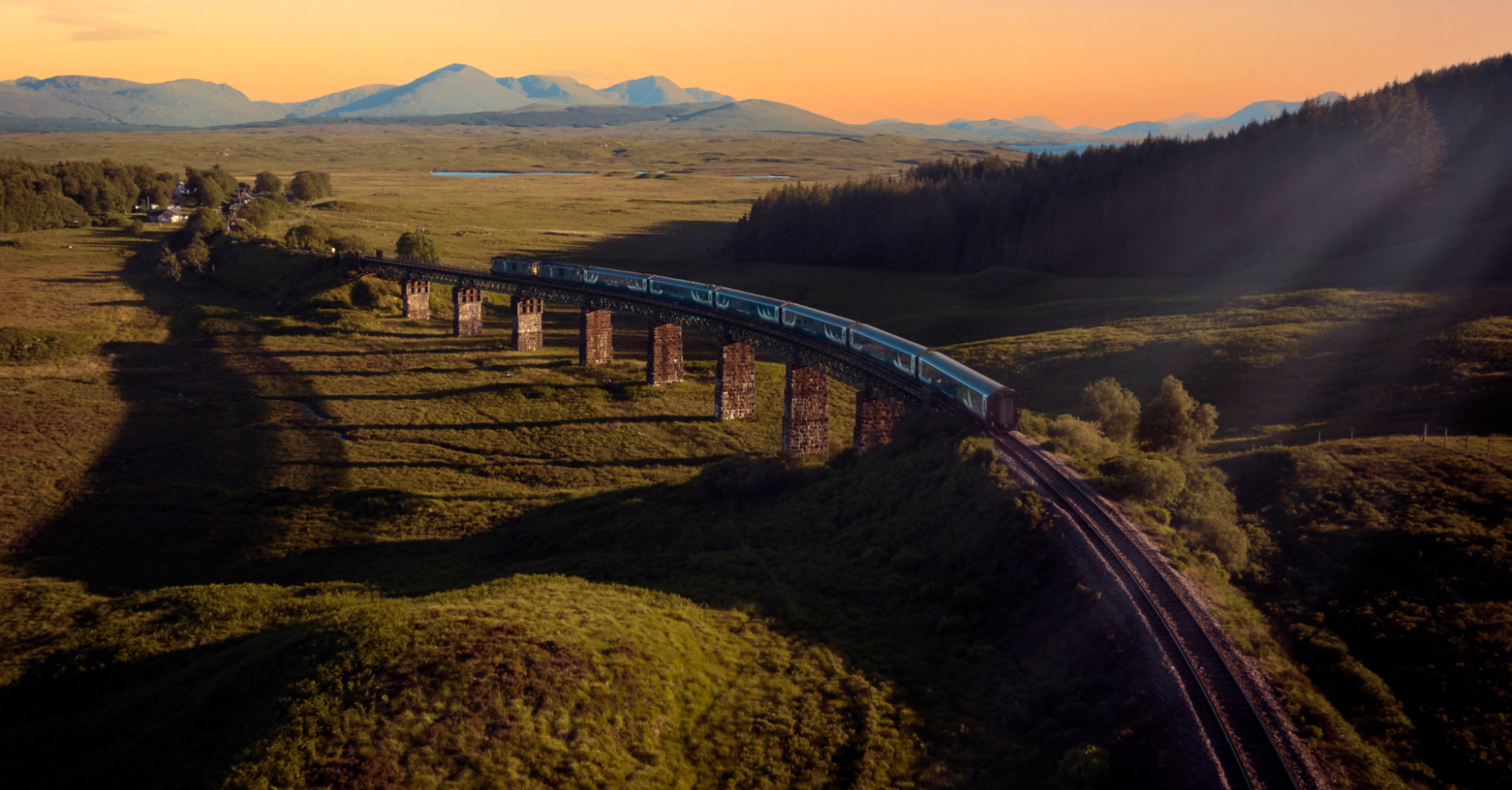 Caledonian Sleeper crossing the Scottish Highlands