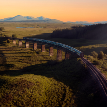 Caledonian Sleeper crossing the Scottish Highlands