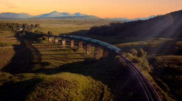 Caledonian Sleeper crossing the Scottish Highlands