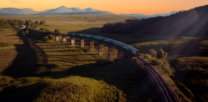 Caledonian Sleeper crossing the Scottish Highlands