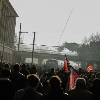 Transport workers at a union protest