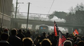 Transport workers at a union protest
