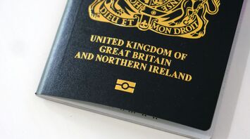 British passport on a white surface