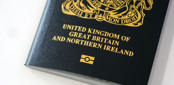British passport on a white surface