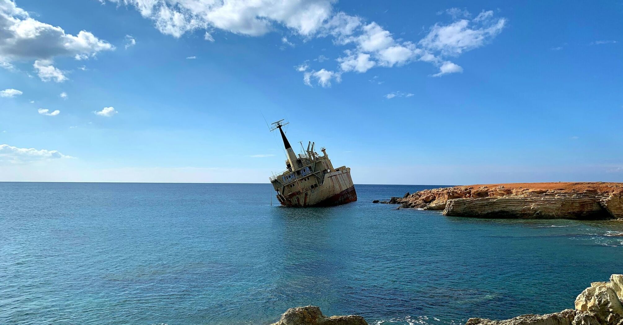 Shipwreck off the rocky Cyprus coast