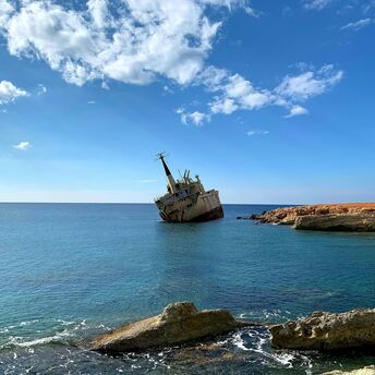 Shipwreck off the rocky Cyprus coast