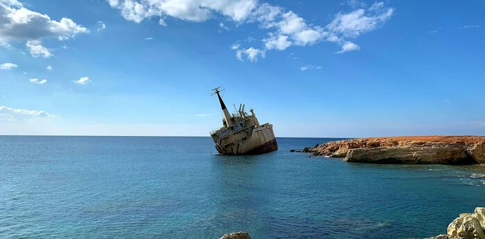Shipwreck off the rocky Cyprus coast