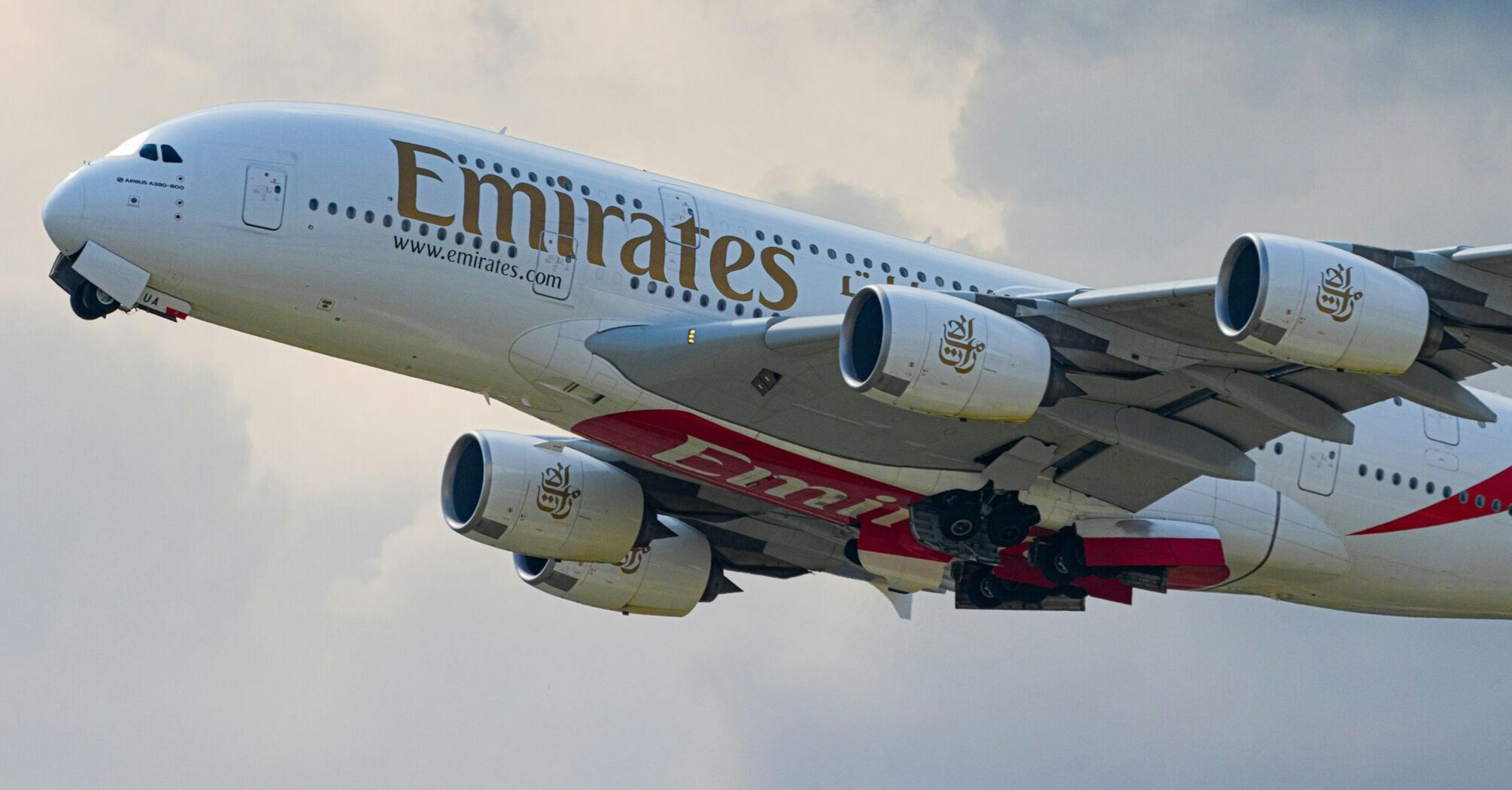 Emirates Airbus A380 in flight