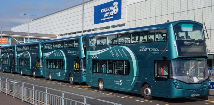 Glasgow Airport Express buses outside terminal
