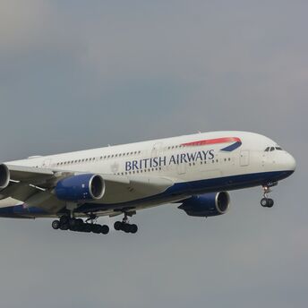 British Airways aircraft approaching an airport