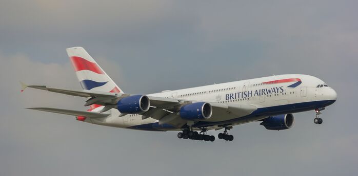 British Airways aircraft approaching an airport