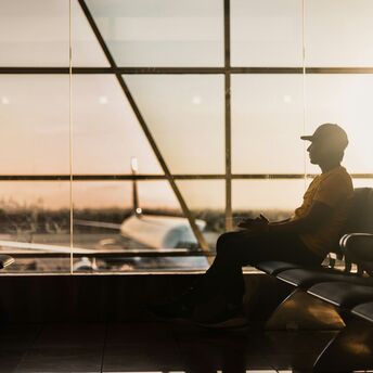 Passenger waiting in an airport terminal