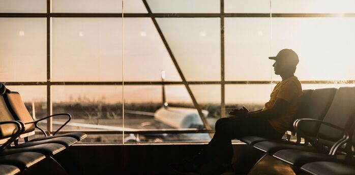 Passenger waiting in an airport terminal