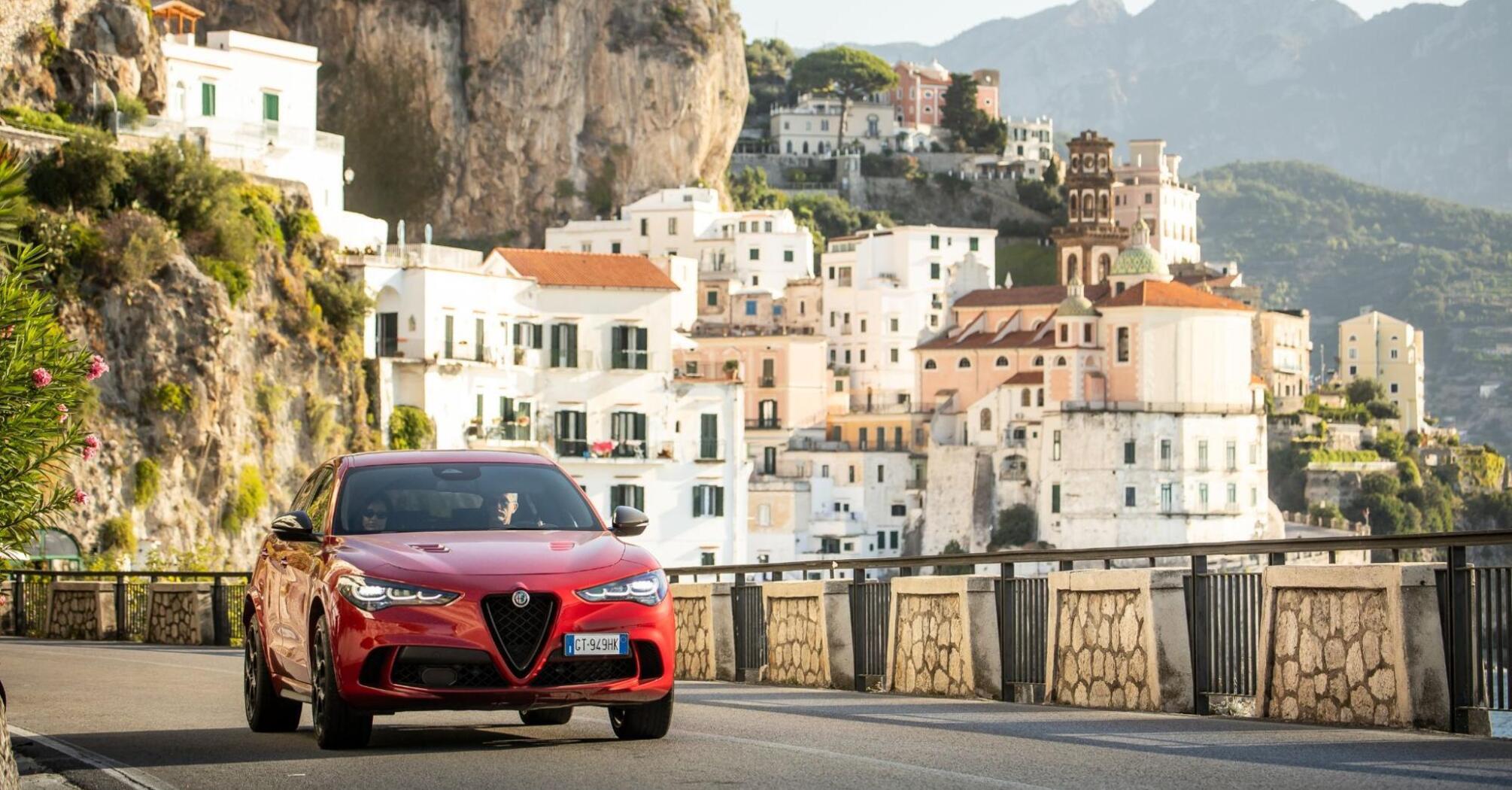 Alfa Romeo driving on the Amalfi Coast