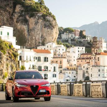 Alfa Romeo driving on the Amalfi Coast