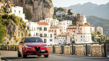 Alfa Romeo driving on the Amalfi Coast