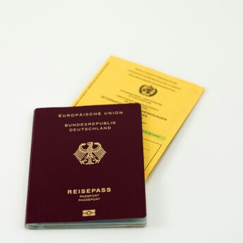 German biometric passport on a table