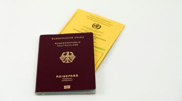 German biometric passport on a table