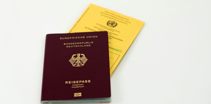German biometric passport on a table