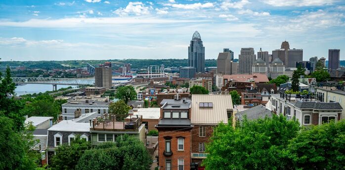 Cincinnati skyline and Ohio River