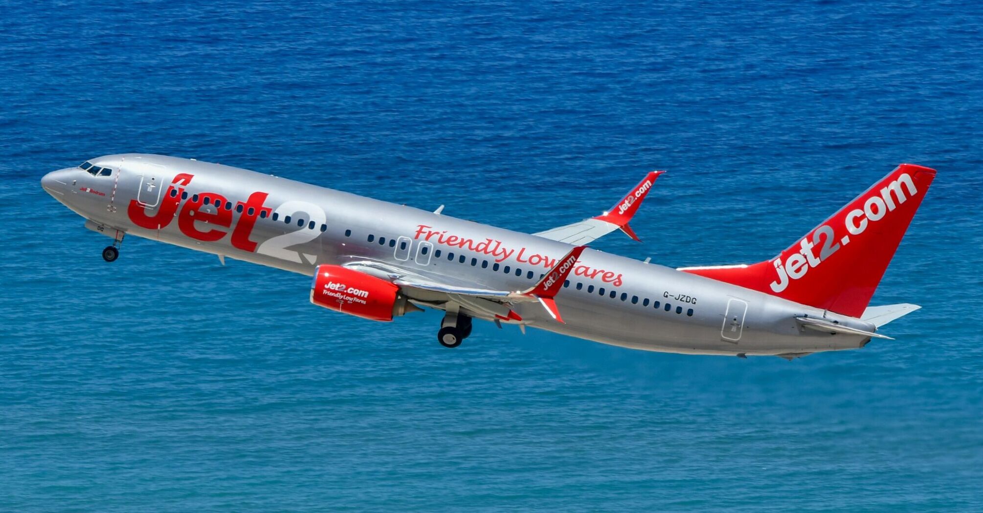 Jet2 Boeing 737 flying over the sea