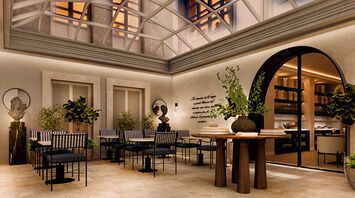 Rendering of San Bernardo hotel courtyard lounge
