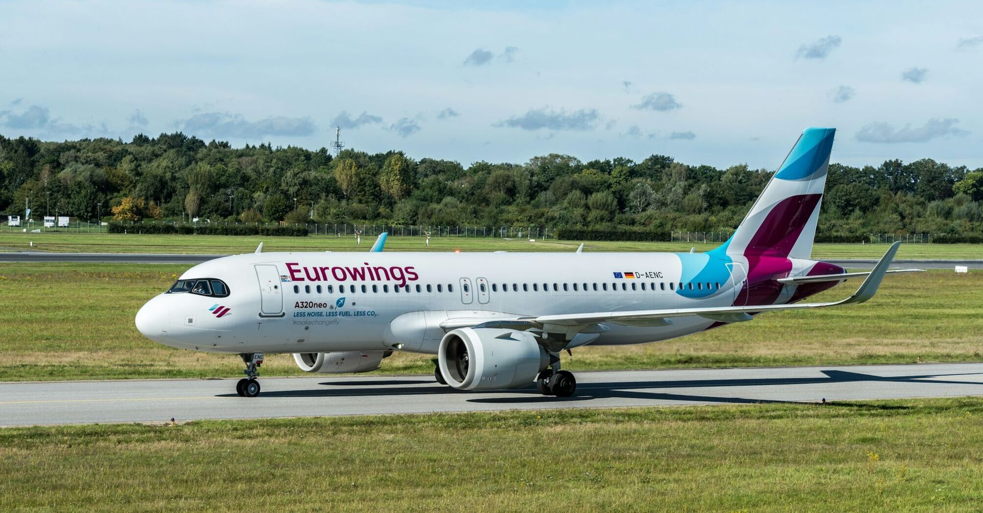 Eurowings Airbus A320neo taxiing at an airport