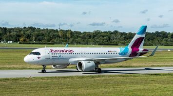 Eurowings Airbus A320neo taxiing at an airport