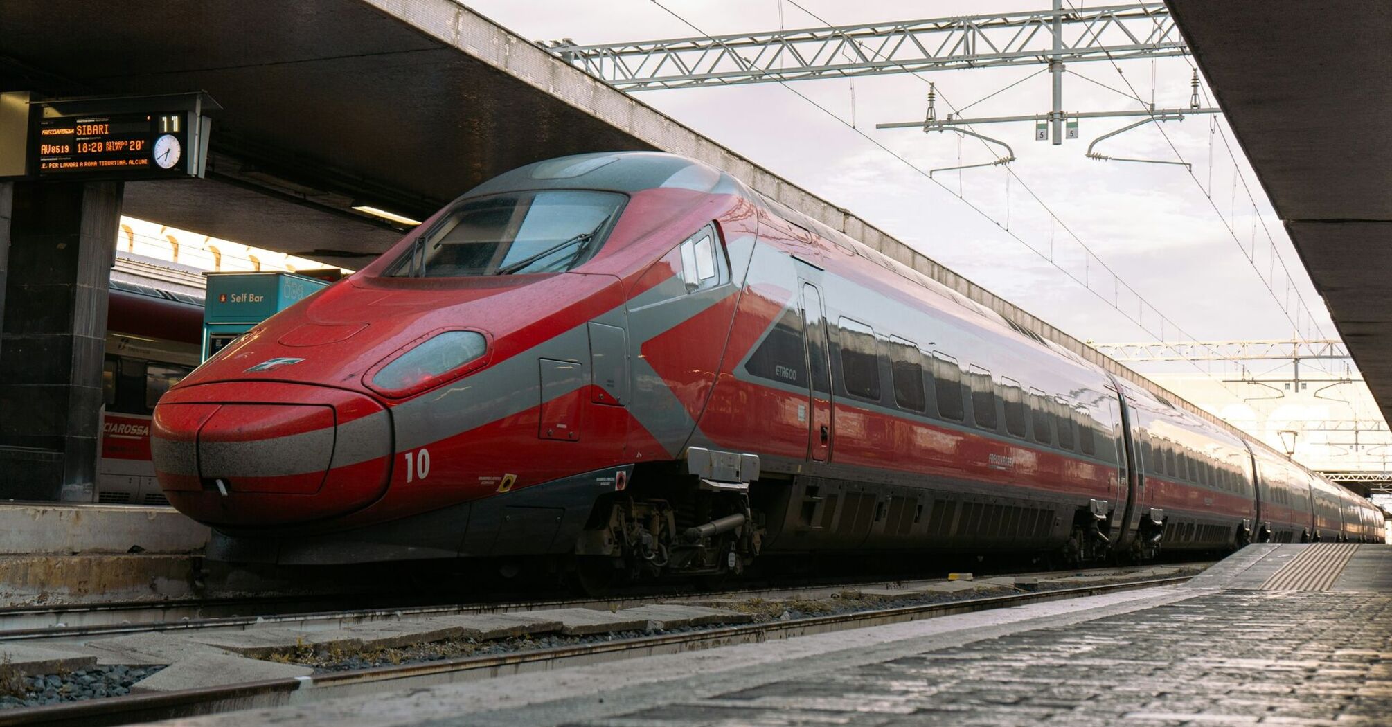 Frecciarossa high-speed train at a station