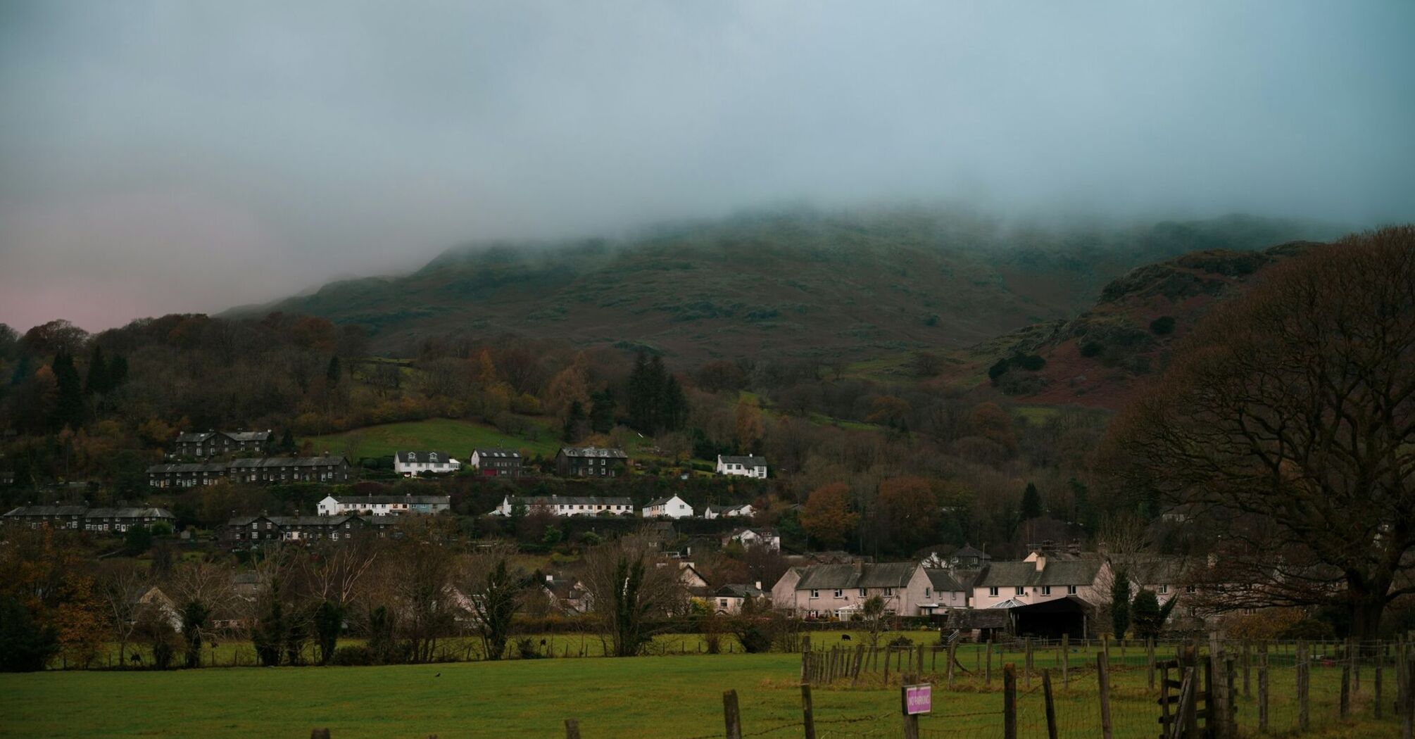 Cumbrian hills and village landscape