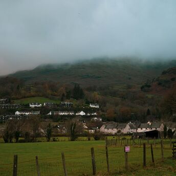 Cumbrian hills and village landscape