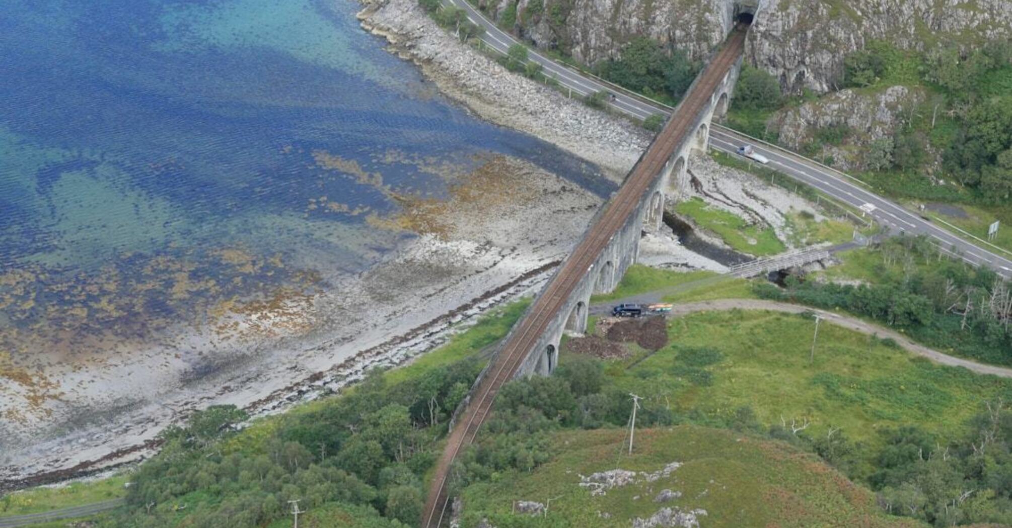 West Highland Line railway beside the coast