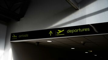Airport arrivals and departures signs