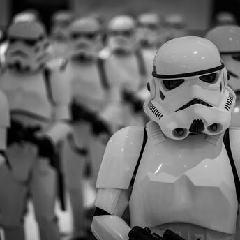 Stormtroopers from Star Wars standing in formation