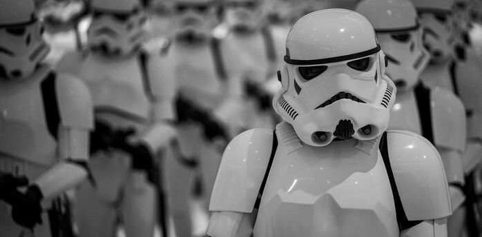 Stormtroopers from Star Wars standing in formation